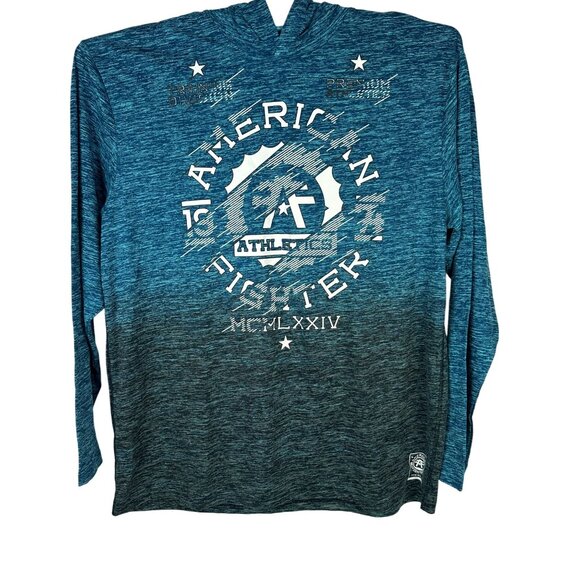 American Fighter Maryland Long Sleeve Hooded Shirt 4X Blue Cotton Blend Mens - Picture 1 of 6